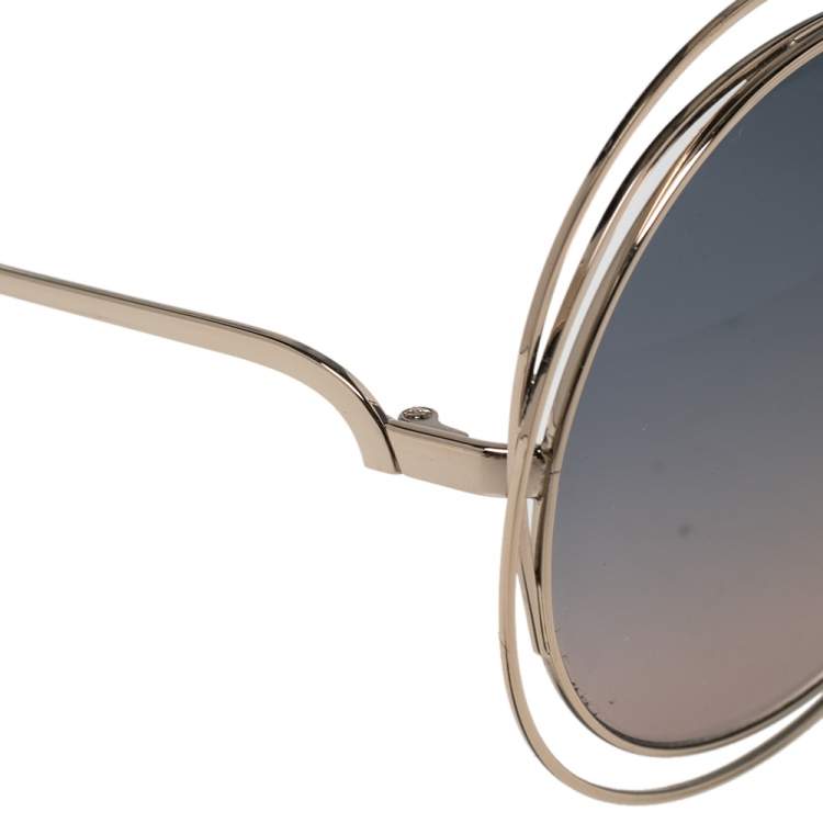 Pre Owned Chloé Pale Gold Tone/ Bicolor Gradient CE119S Carlina Oversized Sunglasses