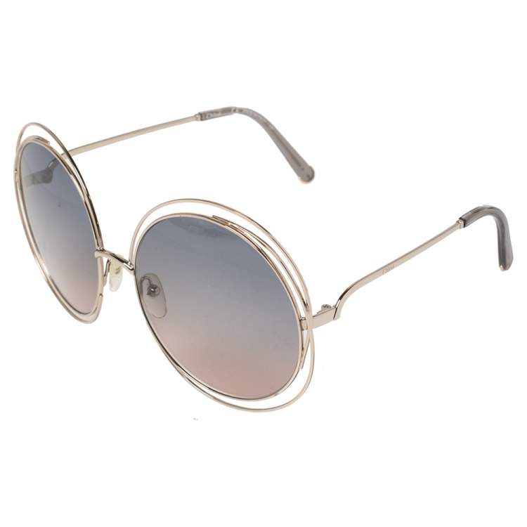 Pre Owned Chloé Pale Gold Tone/ Bicolor Gradient CE119S Carlina Oversized Sunglasses