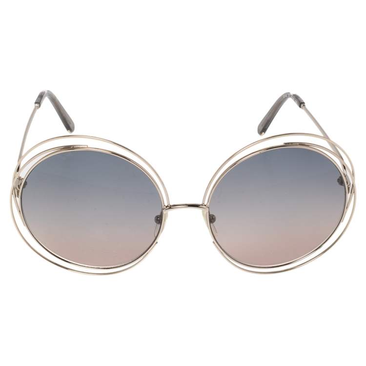 Pre Owned Chloé Pale Gold Tone/ Bicolor Gradient CE119S Carlina Oversized Sunglasses