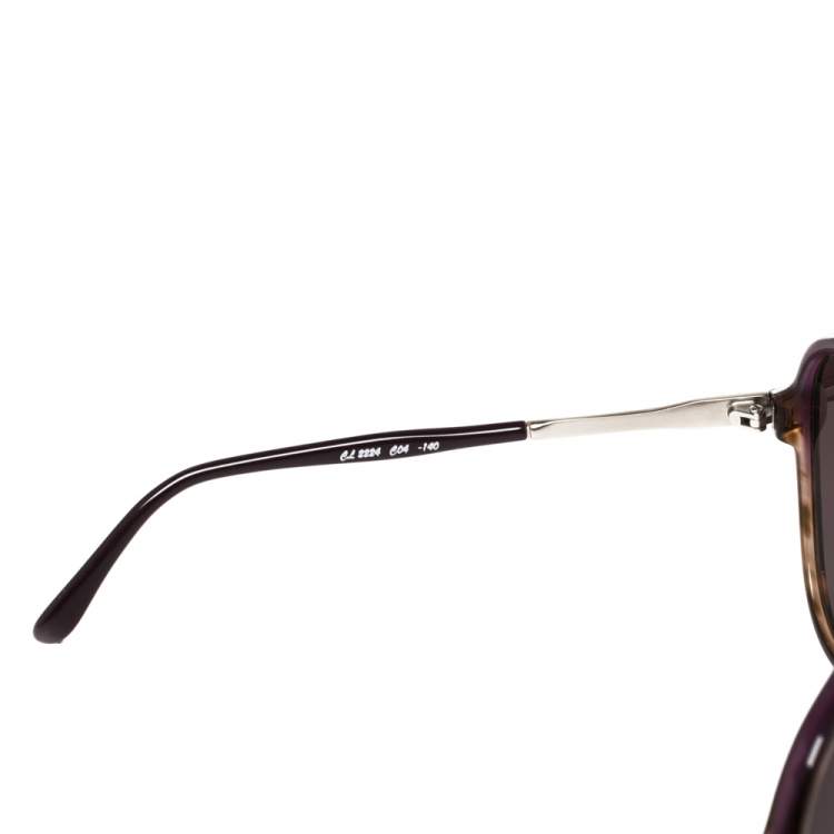 Pre Owned Chloé Purple Havana/ Purple CL2224 Oversized Navigator Sunglasses