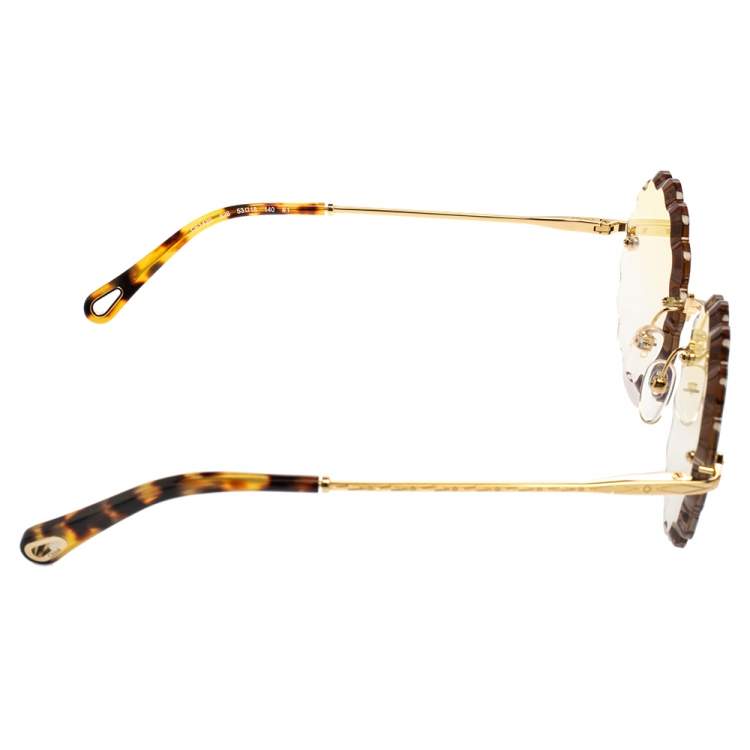 Pre Owned Chloe Yellow Acetate CE142S Scallop Round Gradient Sunglasses