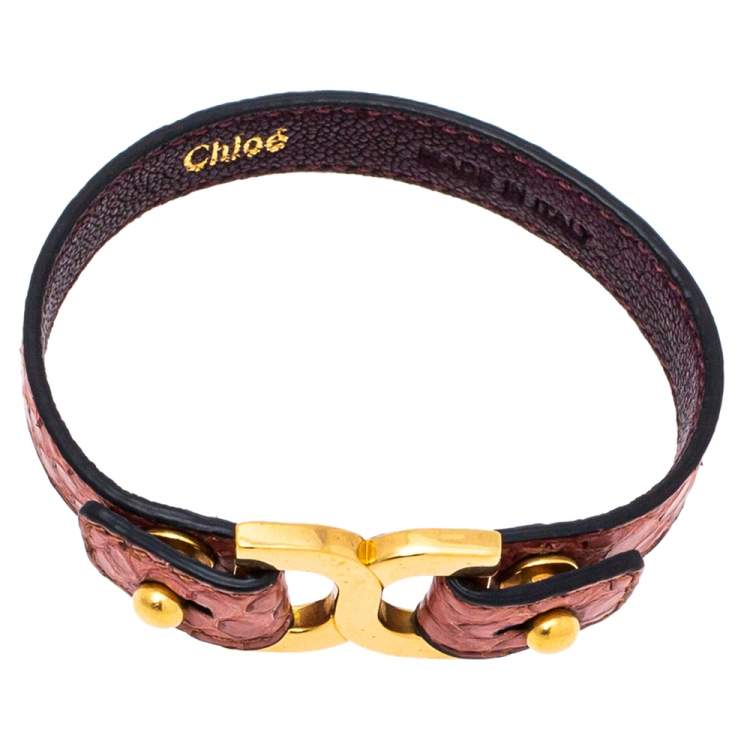Pre Owned Chloe Old Rose Ayer Snakeskin Marcie Bracelet
