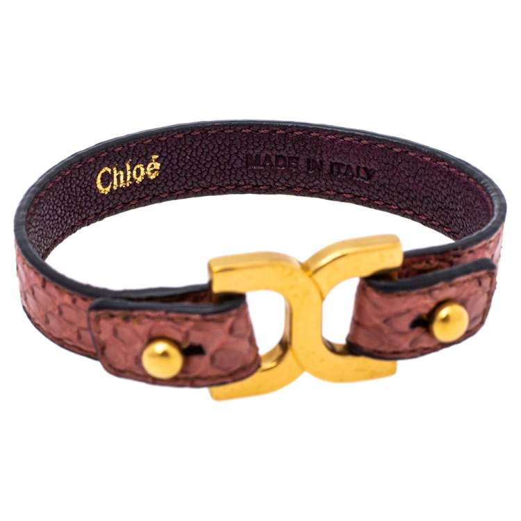 Pre Owned Chloe Old Rose Ayer Snakeskin Marcie Bracelet