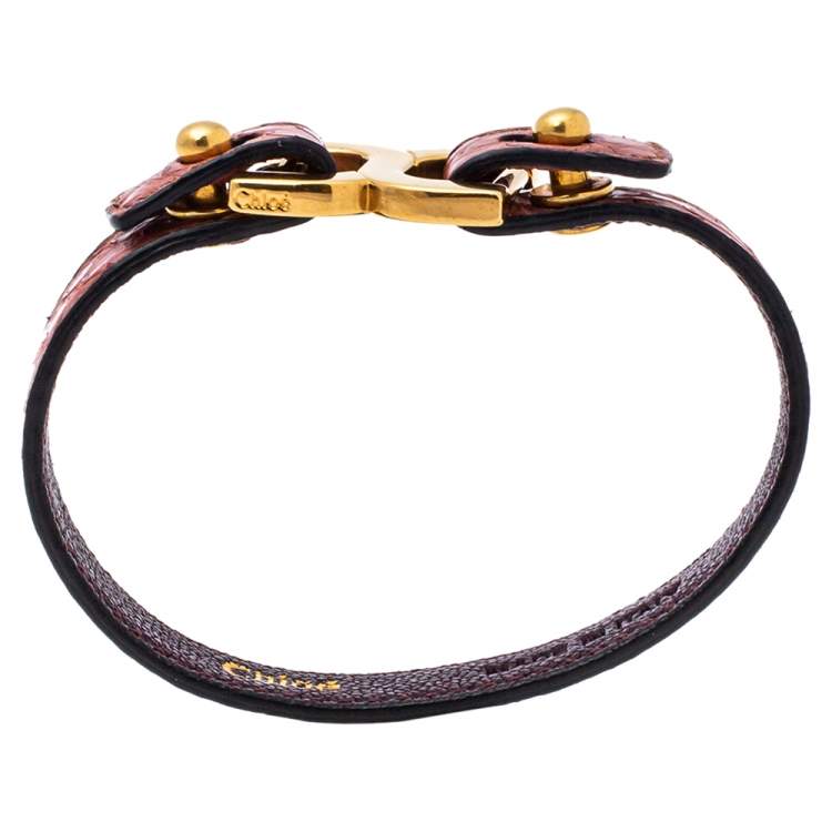 Pre Owned Chloe Old Rose Ayer Snakeskin Marcie Bracelet