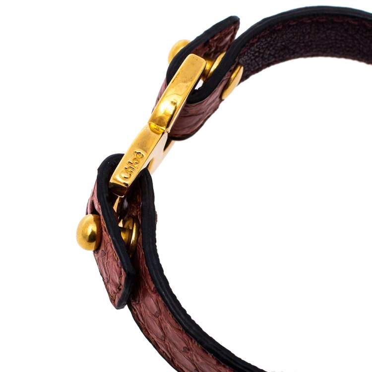 Pre Owned Chloe Old Rose Ayer Snakeskin Marcie Bracelet