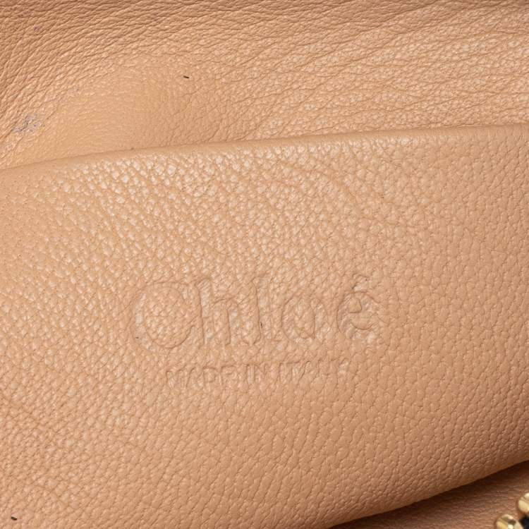 Pre Owned Chloe Grey Lizard Leather Top Zip Pouch
