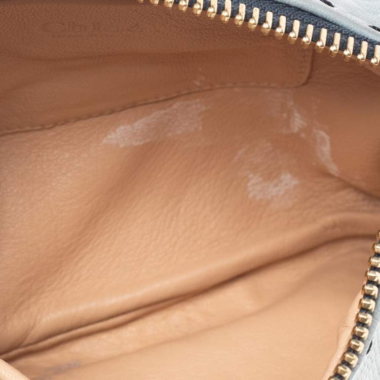 Pre Owned Chloe Grey Lizard Leather Top Zip Pouch