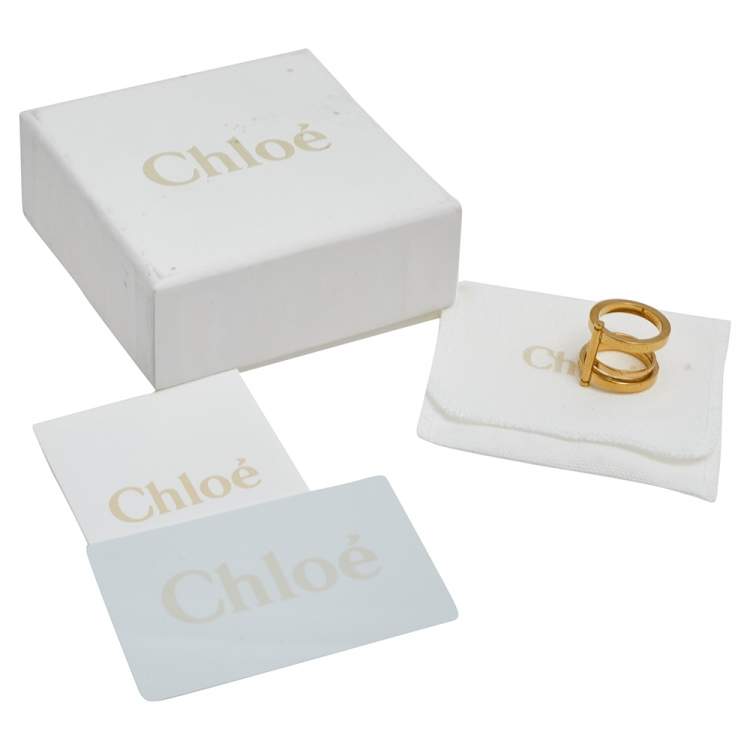 Pre Owned Chloe Gold Tone Metal Layered Ring