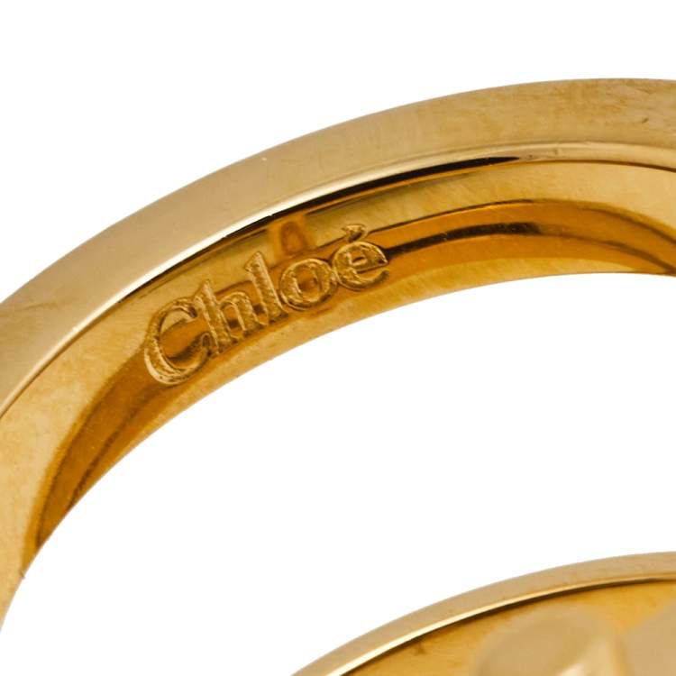 Pre Owned Chloe Gold Tone Metal Layered Ring