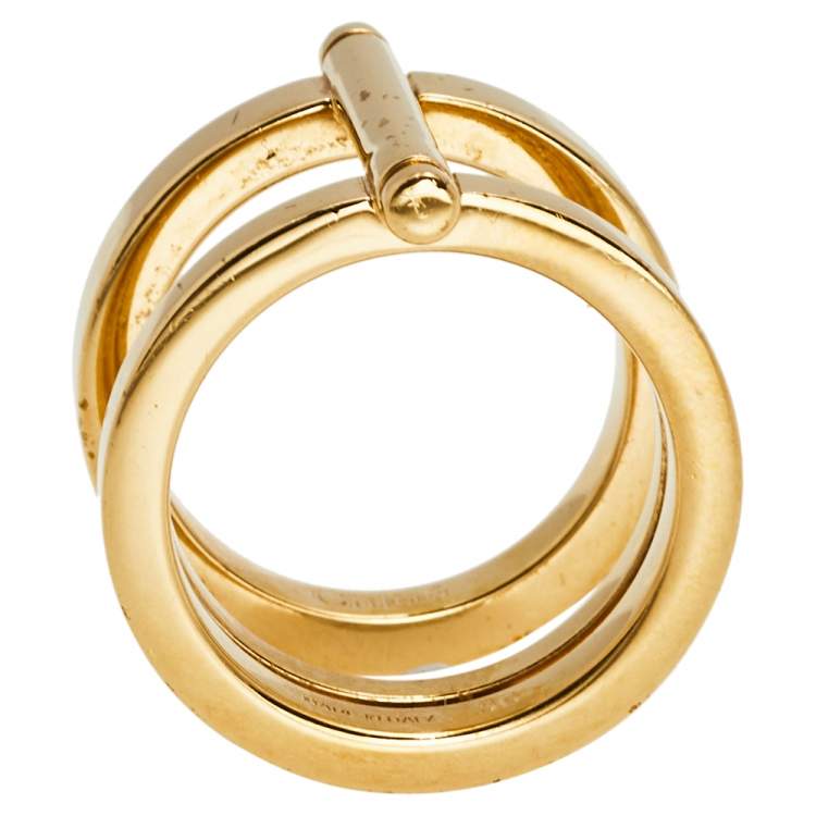 Pre Owned Chloe Gold Tone Metal Layered Ring