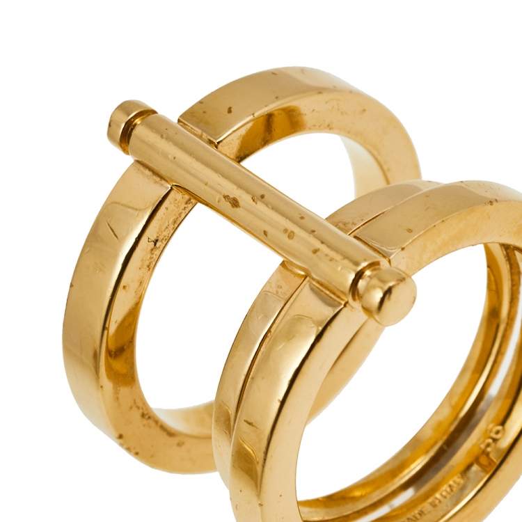 Pre Owned Chloe Gold Tone Metal Layered Ring