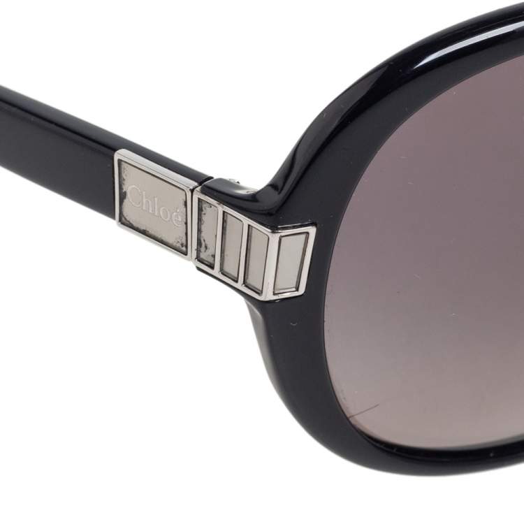 Pre Owned Chloe Black Acetate CE605S Gradient Oversized Sunglasses