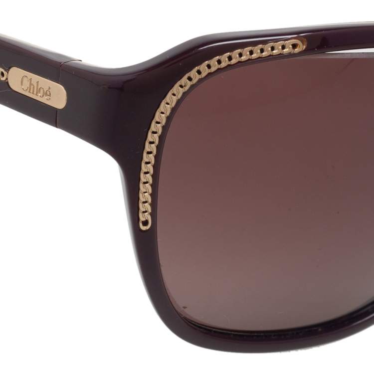 Pre Owned Chloe Burgundy/Burgundy Gradient CL2209 Oversized Sunglasses