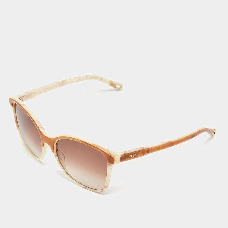 Pre Owned Chloe Brown Marble Gradient CE734S Square Sunglasses
