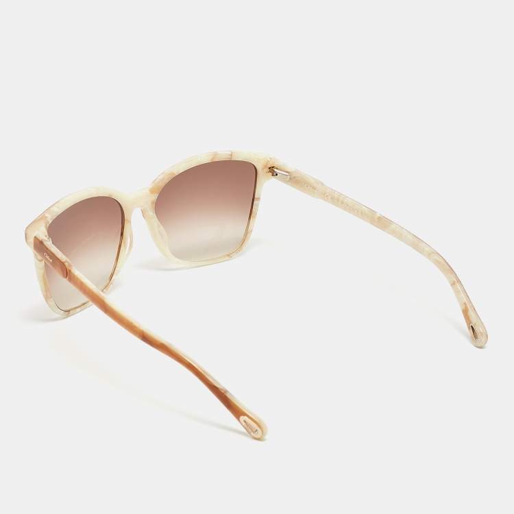 Pre Owned Chloe Brown Marble Gradient CE734S Square Sunglasses