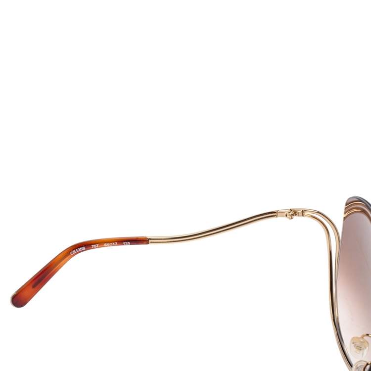 Pre Owned Chloe Brown Acetate CE125S Gradient Oversized Sunglasses 
