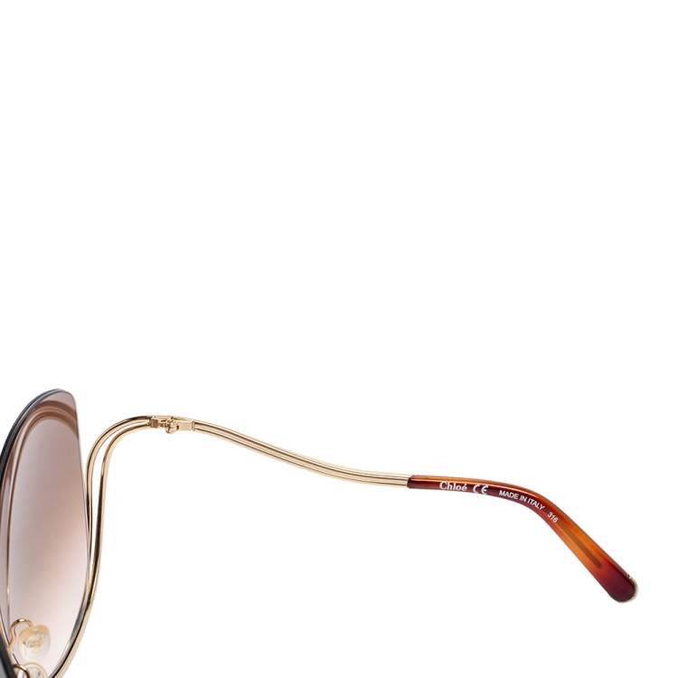 Pre Owned Chloe Brown Acetate CE125S Gradient Oversized Sunglasses 