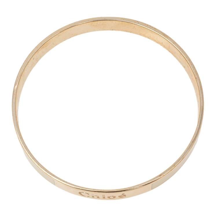 Pre Owned Chloé Holly Enamel Gold Tone Metal Bangle Bracelet 