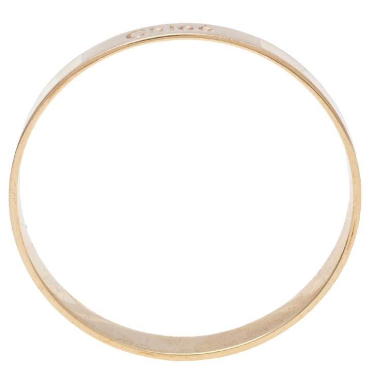 Pre Owned Chloé Holly Enamel Gold Tone Metal Bangle Bracelet 
