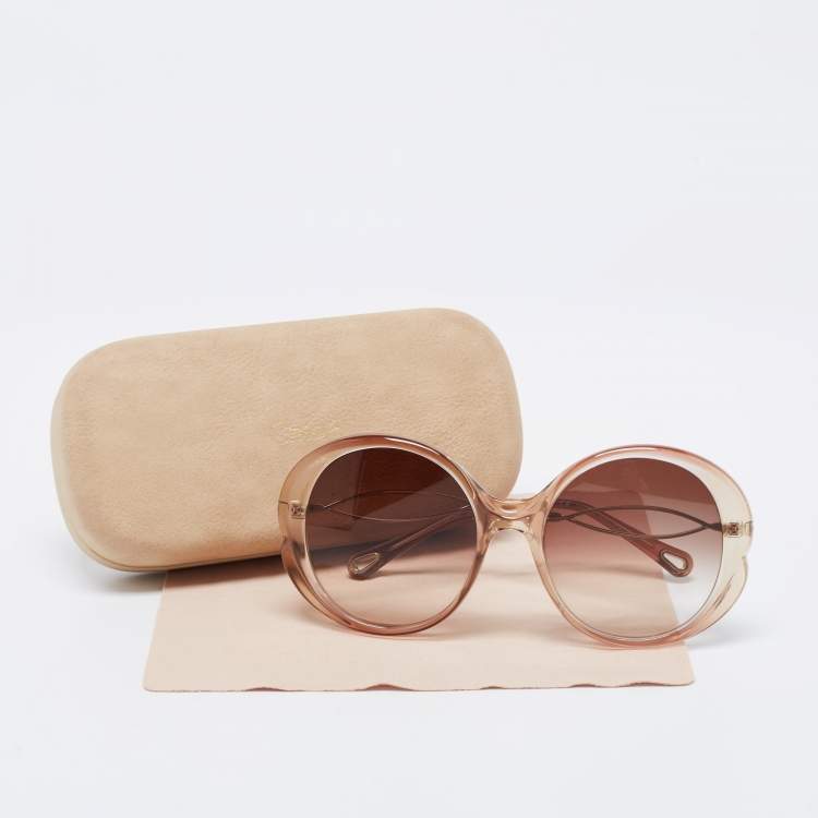 Pre Owned Chloé Brown CE739S Round Gradient Sunglasses 