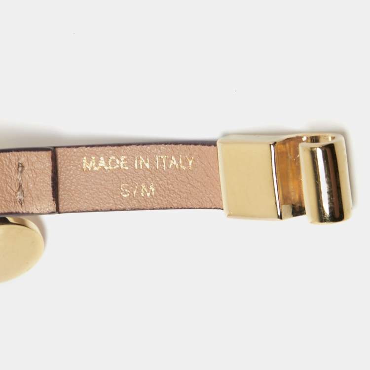 Pre Owned Chloe Salmon Pink Leather Faye Bracelet S/M