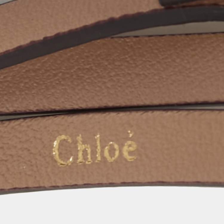 Pre Owned Chloe Salmon Pink Leather Faye Bracelet S/M