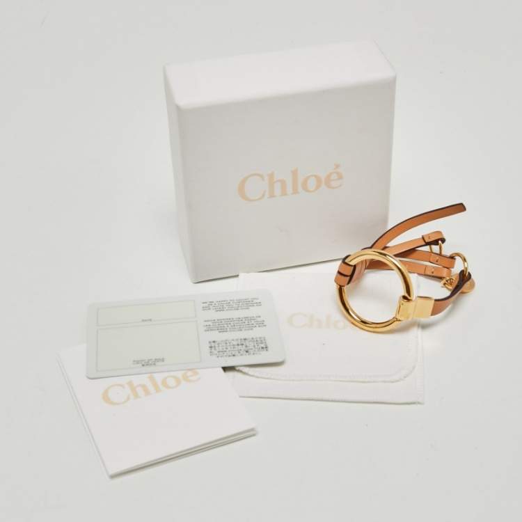 Pre Owned Chloe Salmon Pink Leather Faye Bracelet S/M