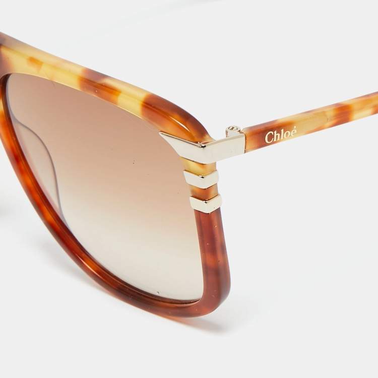 Pre Owned Chloe Brown Tortoise Gradient West CH0104s Sunglasses L