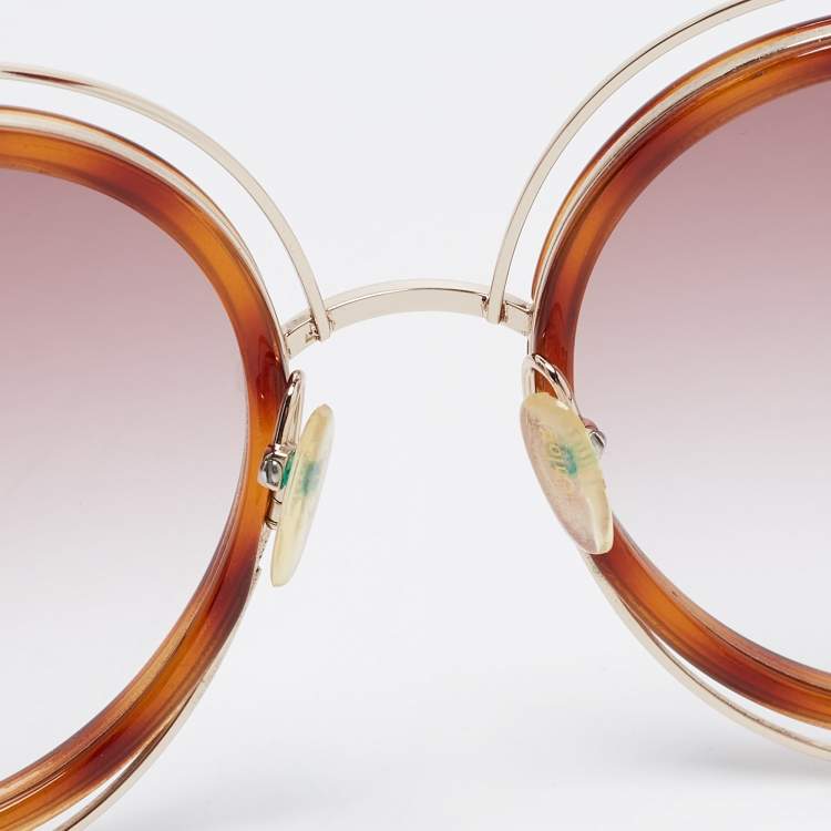 Pre Owned Chloé Brown Gradient CE120S Carlina Round Sunglasses