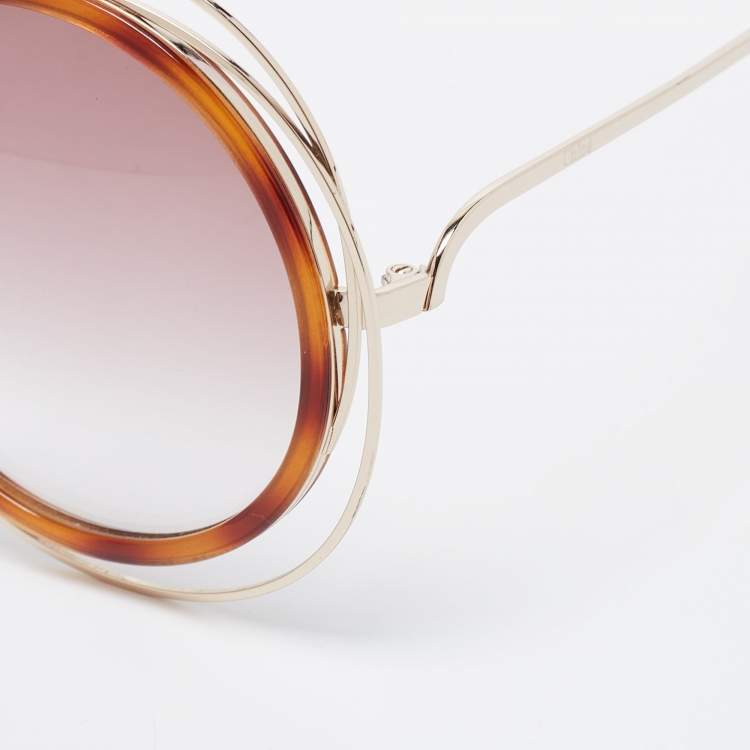 Pre Owned Chloé Brown Gradient CE120S Carlina Round Sunglasses