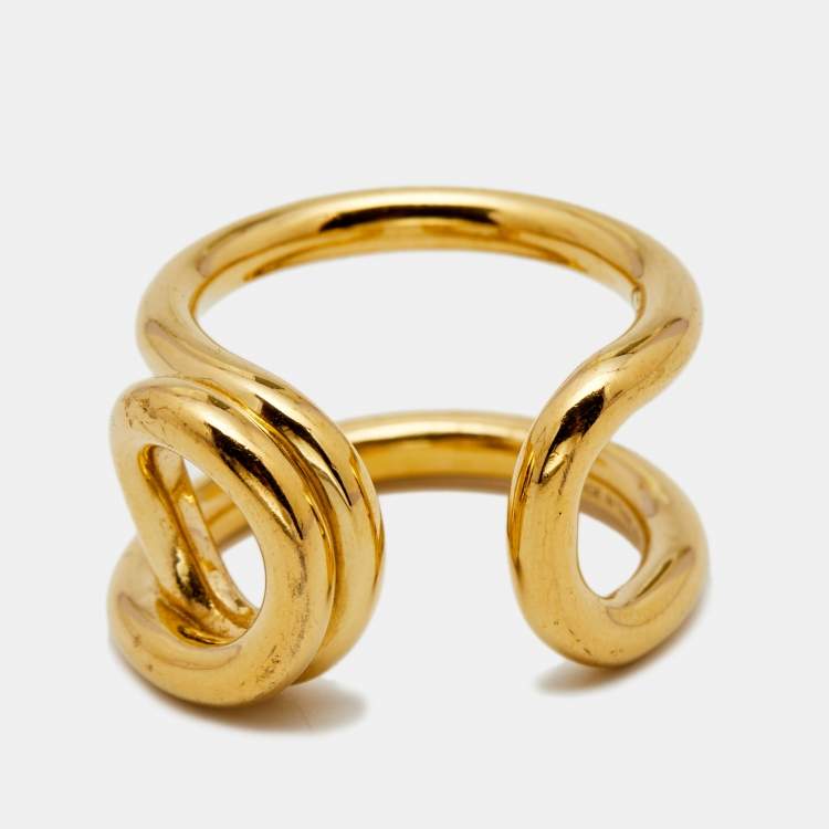 Pre Owned Chloè Gold Tone Cate Band Ring Size EU 54
