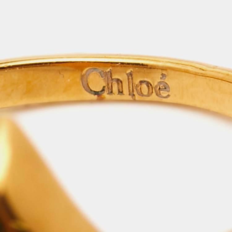 Pre Owned Chloe Gold Tone Ring Size 52