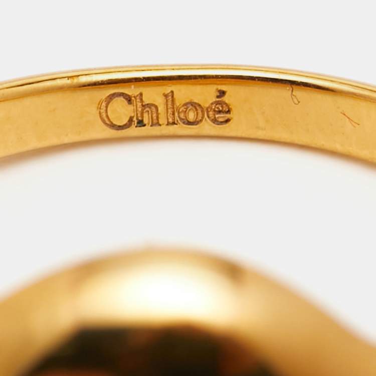 Pre Owned Chloe Gold Tone Ring Size 54
