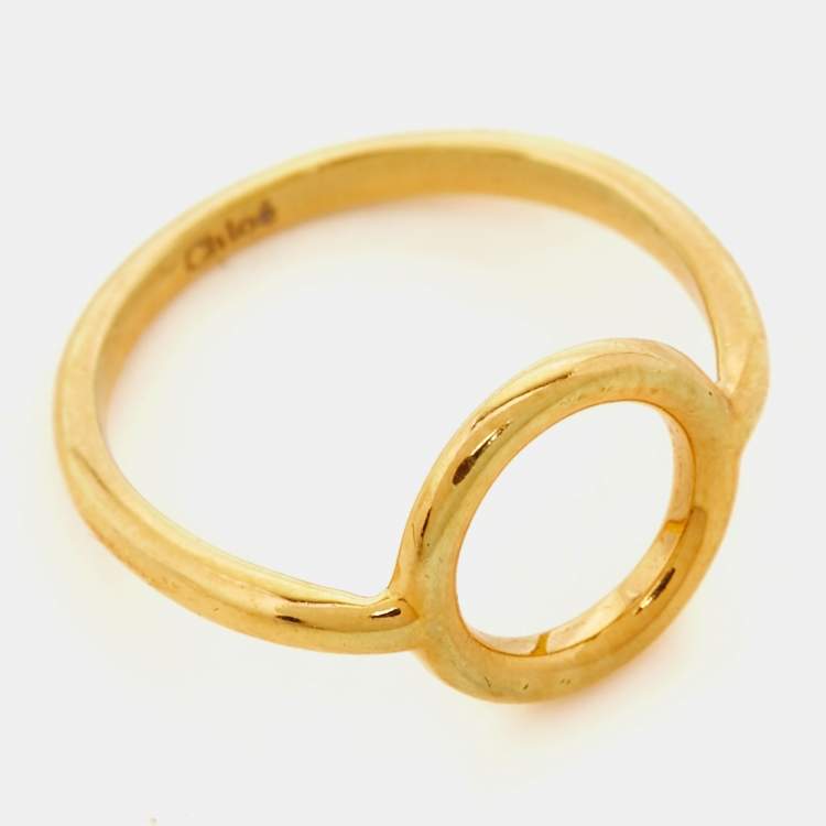 Pre Owned Chloe Circle Gold Tone Ring Size 54