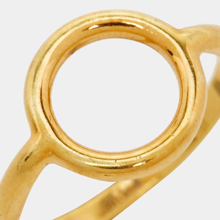 Pre Owned Chloe Circle Gold Tone Ring Size 54