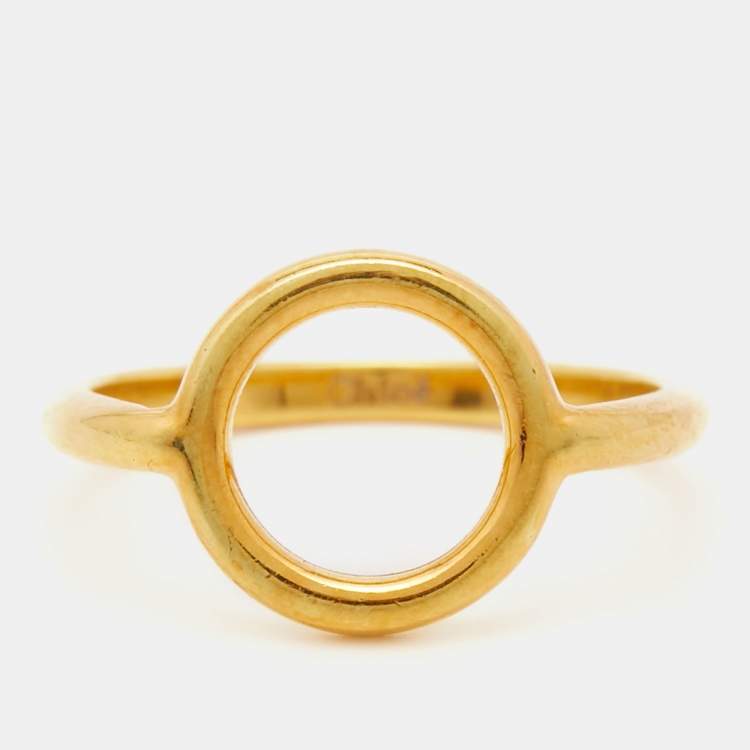 Pre Owned Chloe Circle Gold Tone Ring Size 54