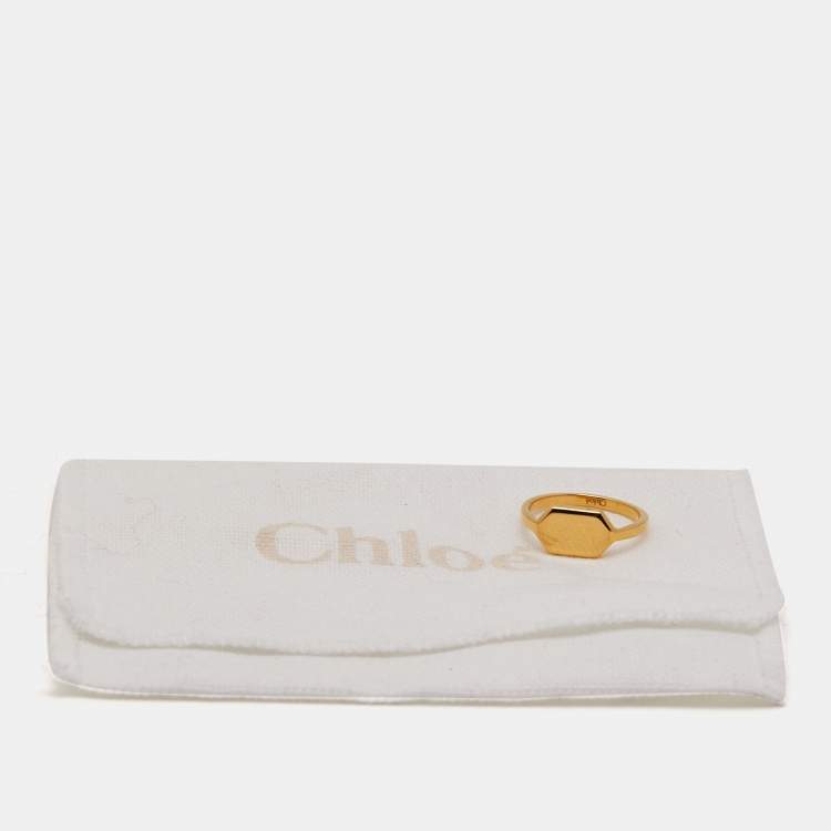 Pre Owned Chloe Gold Tone Ring Size 54