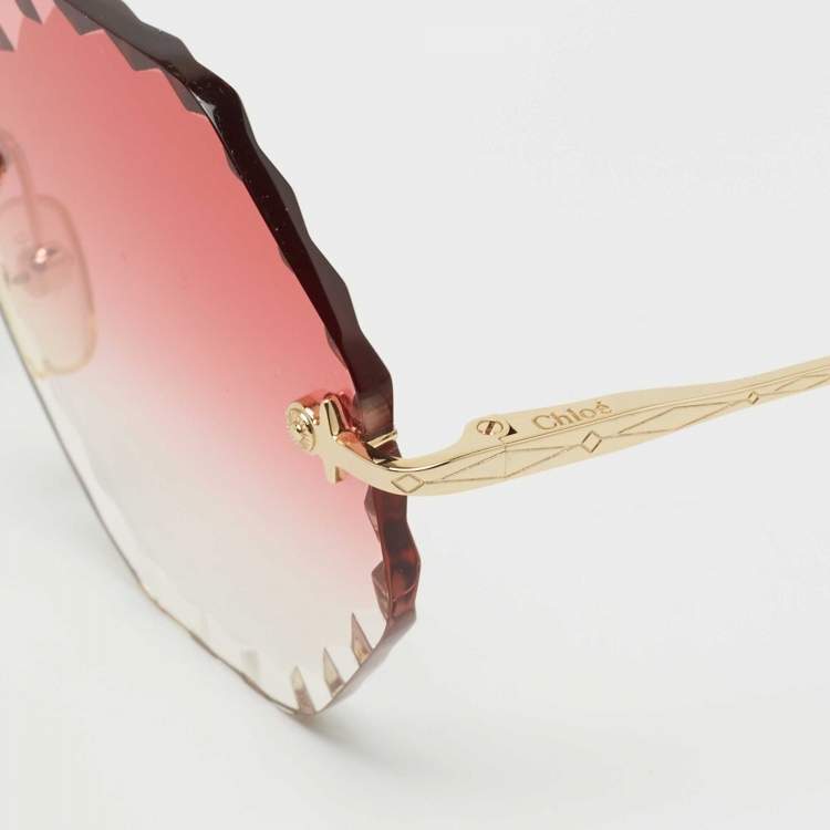 Pre Owned Chloe Pink/Gold Rosie CE143S Geometric Sunglasses