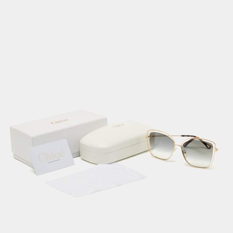 Pre Owned Chloé Gold/Black CE133S Gradient Butterfly Sunglasses