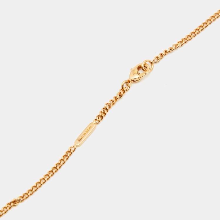 Pre Owned Chloé Multi Color Fabric Gold Tone Necklace