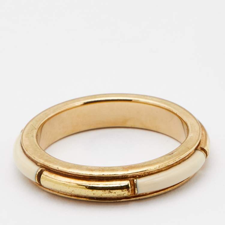 Pre Owned Chloe Enamel Gold Band Ring Size 52