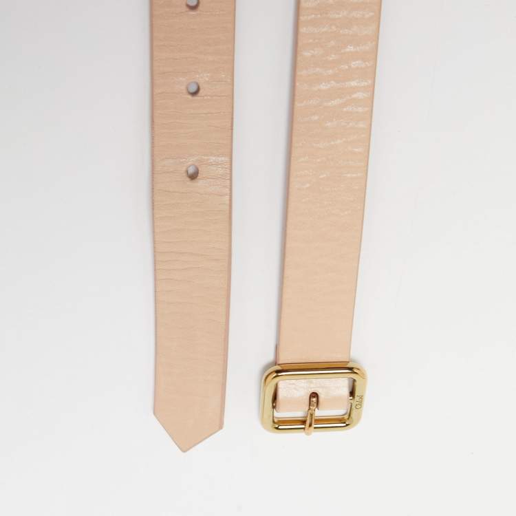 Pre Owned Chloe Beige Leather Bow Waist Belt S