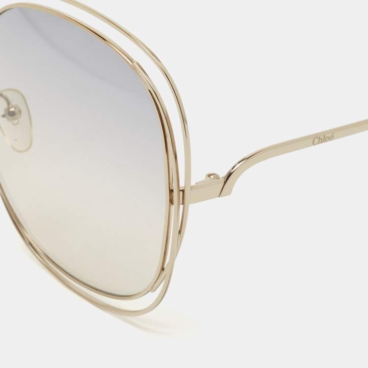 Pre Owned Chloe Gold Carlina Oversized Gradient Sunglasses
