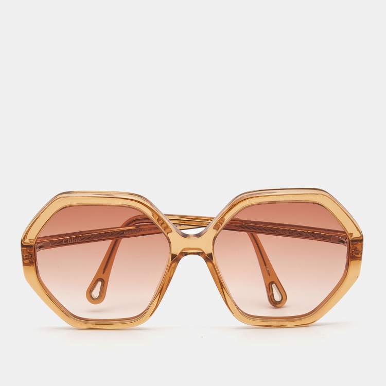 Pre Owned Chloe Orange/Pink Gradient CH0008S Esther Hexagonal Sunglasses