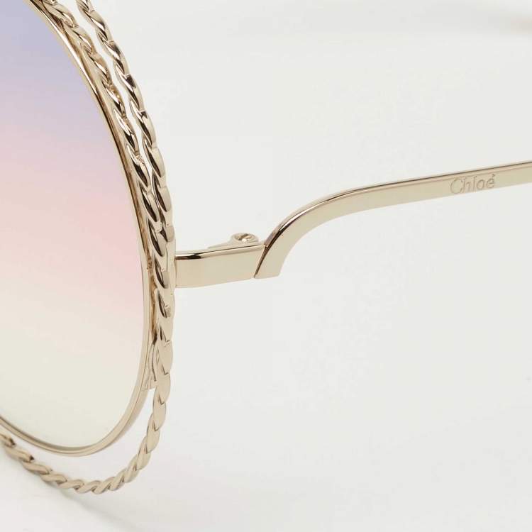 Pre Owned Chloe Purple/Pink Gradient CE114ST Frame Round Sunglasses