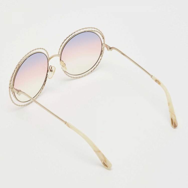 Pre Owned Chloe Purple/Pink Gradient CE114ST Frame Round Sunglasses