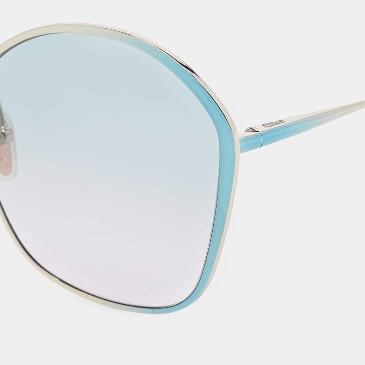 Pre Owned Chloé Blue/Pink Gradient CH0015S Oversized Sunglasses