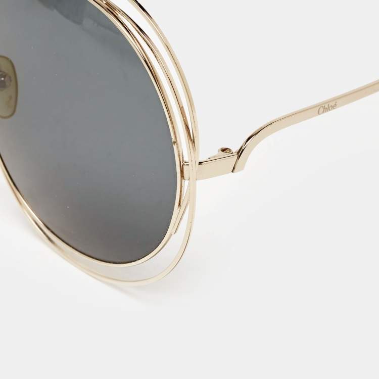 Pre Owned Chloe Black/Gold CE114S  Round Sunglasses