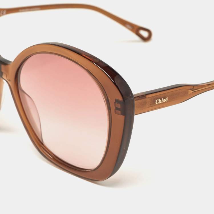 Pre Owned Chloe Brown/Pink Gradient CH0081S Oversized Sunglasses