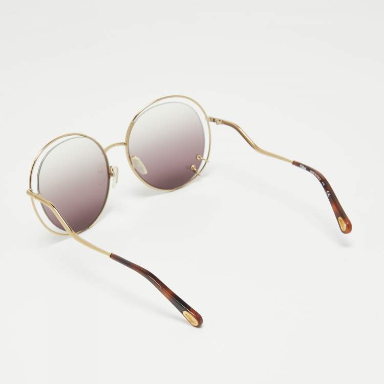 Pre Owned Chloe Brown/Gold Gradient CE153S Round Sunglasses